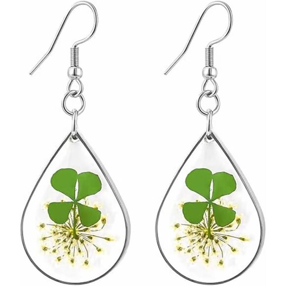 Four Leaf Clover Statement Vintage Cute Long Summer Earring for Women Jewelry - Picture 1 of 9